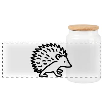 Stachelschwein - Panorama Keksdose mit Holzdeckel - Weiß - Vorne