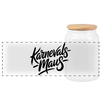 Karnevalsmaus Karneval Köln Kölner Karnevals Maus - Panorama Keksdose mit Holzdeckel - Weiß - Vorne