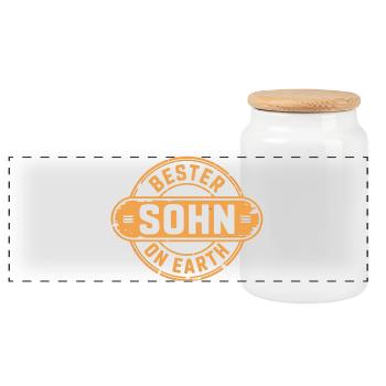 Bester Sohn - Panorama Keksdose mit Holzdeckel - Weiß - Vorne