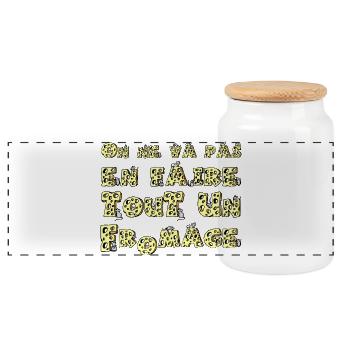 ON NE VA PAS EN FAIRE TOUT UN FROMAGE !  - Boîte à biscuits avec couvercle en bois - blanc - Devant