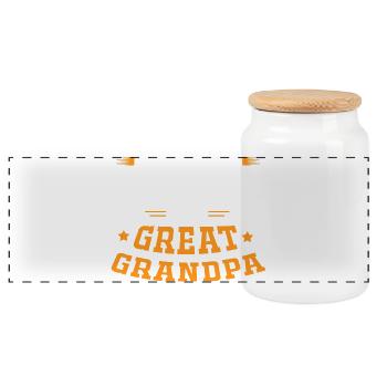 Grandpa Grandpa Grandchild Grandpa - Panoramic Cookie Jar with Wooden Lid - white - Front