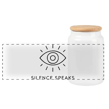 Minimalist Eye T-Shirt in Symbol Style - Panoramic Cookie Jar with Wooden Lid - white - Front