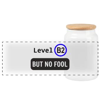 Level B2, but no fool - Panoramic Cookie Jar with Wooden Lid - white - Front