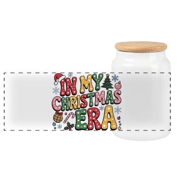 In My Christmas Era - Panoramic Cookie Jar with Wooden Lid - white - Front