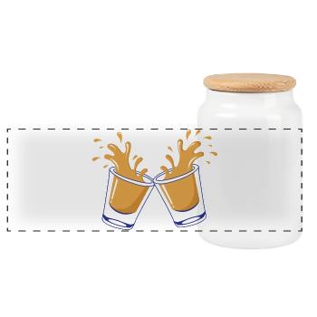 Bump Splash Design - Panoramic Cookie Jar with Wooden Lid - white - Front