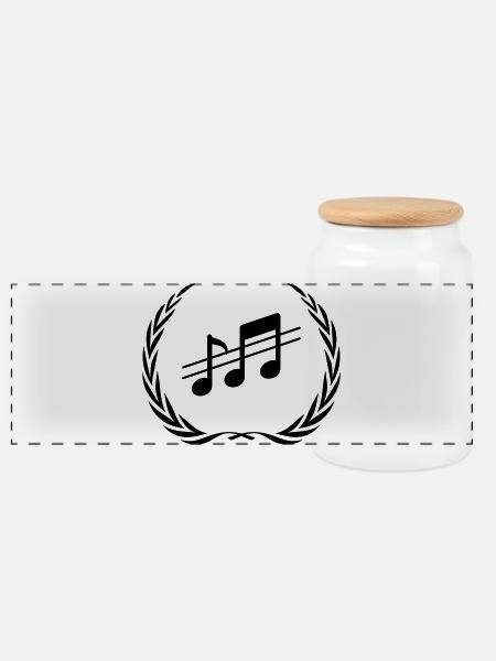 Music Notes Wreath - Panoramic Cookie Jar with Wooden Lid - white