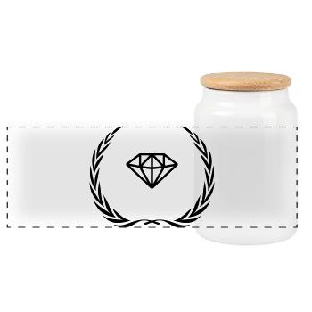 Diamant Symbol Kranz - Panorama Keksdose mit Holzdeckel - Weiß - Vorne