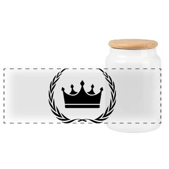 Couronne symbole couronne - Boîte à biscuits avec couvercle en bois - blanc - Devant