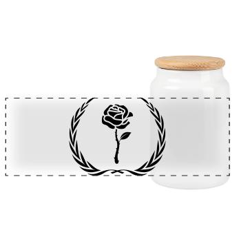 Couronne de symbole de rose - Boîte à biscuits avec couvercle en bois - blanc - Devant