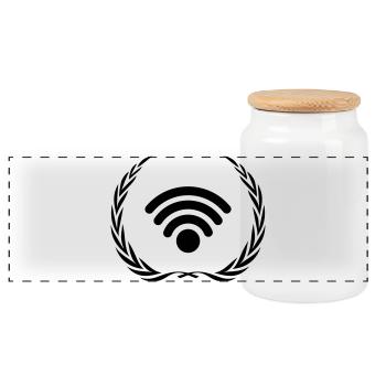 Wlan Internet Kranz - Panorama Keksdose mit Holzdeckel - Weiß - Vorne