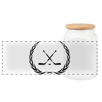 Eishockey hockeyschläger Kranz - Panorama Keksdose mit Holzdeckel - Weiß - Vorne