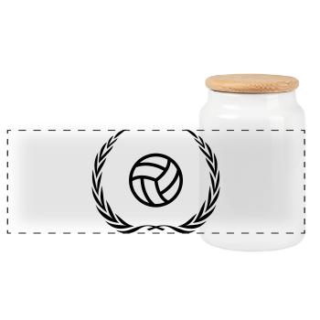 Volleyball Symbol - Panorama Keksdose mit Holzdeckel - Weiß - Vorne
