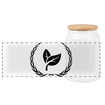 Leaf Ecology Wreath - Panoramic Cookie Jar with Wooden Lid - white - Front