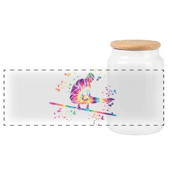 Gymnast high bar artistic gymnastics - Panoramic Cookie Jar with Wooden Lid - white - Front