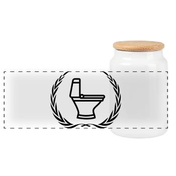 Toilette Toilette Couronne - Boîte à biscuits avec couvercle en bois - blanc - Devant