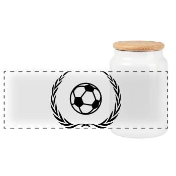 Soccer Symbol Wreath - Panoramic Cookie Jar with Wooden Lid - white - Front