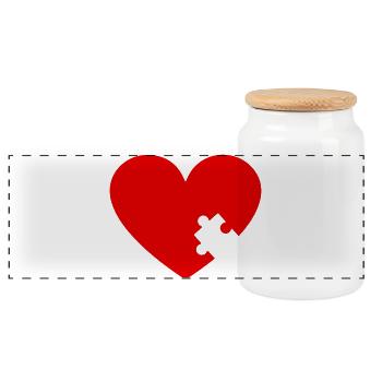 Cœur puzzle amoureux idée cadeau  - Boîte à biscuits avec couvercle en bois - blanc - Devant