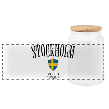 Souvenir Stockholm, Stockholm Suède - Boîte à biscuits avec couvercle en bois - blanc - Devant