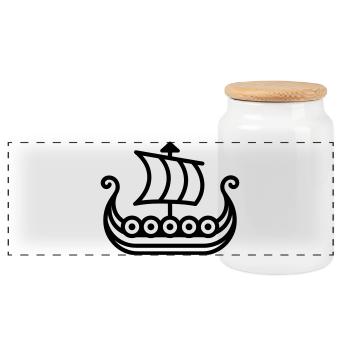 Bateau Viking - Boîte à biscuits avec couvercle en bois - blanc - Devant