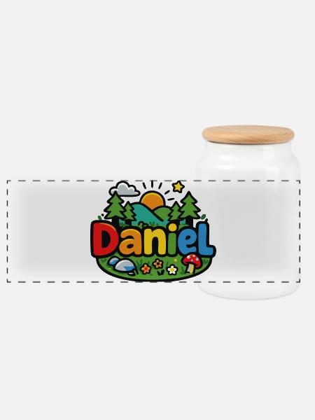 Daniel - Panorama Keksdose mit Holzdeckel - Weiß