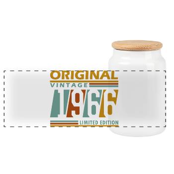 Original Vintage 1966 Limited Edition 60 Years  - Panorama Keksdose mit Holzdeckel - Weiß - Vorne