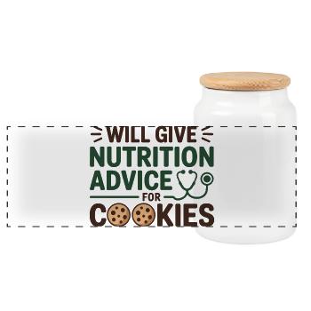 Je donnerai des conseils nutritionnels pour l’expert en cookies - Boîte à biscuits avec couvercle en bois - blanc - Devant