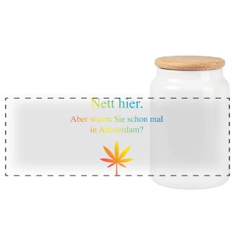 Nice here. But have you ever been to Amsterdam? - Panoramic Cookie Jar with Wooden Lid - white - Front