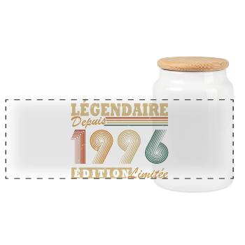 Legendary Since 1996 Vintage Birthday Gift - Panoramic Cookie Jar with Wooden Lid - white - Front