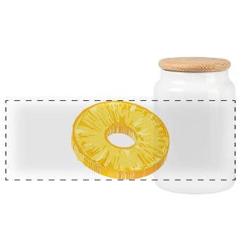 Pineapple Slice in Tropical Illustration Style - Panoramic Cookie Jar with Wooden Lid - white - Front