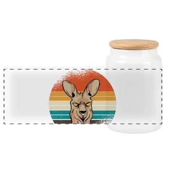 Kangaroo Retro Sunset - Panoramic Cookie Jar with Wooden Lid - white - Front