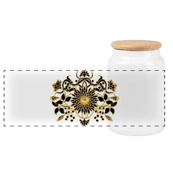 Fleur - Boîte à biscuits avec couvercle en bois - blanc - Devant