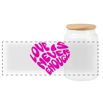 L’amour ne suffit jamais motif de cœur qui dit art - Boîte à biscuits avec couvercle en bois - blanc - Devant