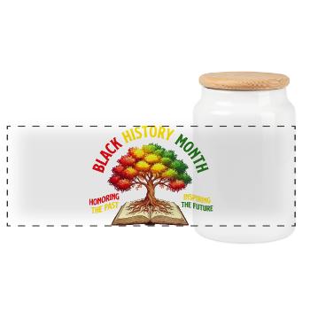 Honoring Past Inspiring Future - Black History - Panoramic Cookie Jar with Wooden Lid - white - Front