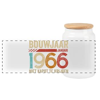 Baujahr Januar 1966 kann nicht gebrochen werden - Panorama Keksdose mit Holzdeckel - Weiß - Vorne