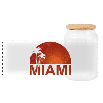 Palmiers du coucher de soleil de Miami - Boîte à biscuits avec couvercle en bois - blanc - Devant