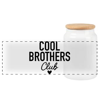 Club des Frères Cool - Boîte à biscuits avec couvercle en bois - blanc - Devant
