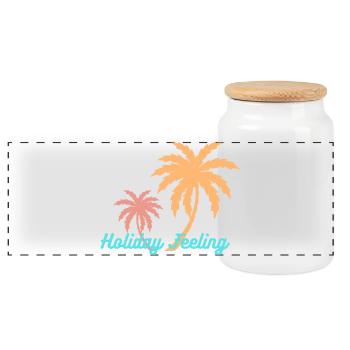 Fêtes au palmier – Ambiance festive - Boîte à biscuits avec couvercle en bois - blanc - Devant