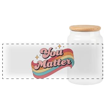 Du Zählst Retro Regenbogen - Panorama Keksdose mit Holzdeckel - Weiß - Vorne
