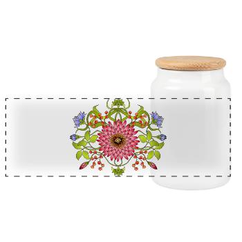 Blumen - Panorama Keksdose mit Holzdeckel - Weiß - Vorne