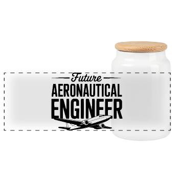 Future Aeronautical Engineer - Panoramic Cookie Jar with Wooden Lid - white - Front