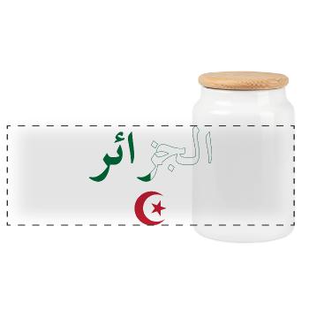 Algerien BZ-Flagge - Panorama Keksdose mit Holzdeckel - Weiß - Vorne