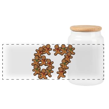 Gingerbread 67 Meme - Panorama Keksdose mit Holzdeckel - Weiß - Vorne
