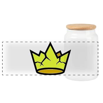 Broken Crown Grunge Cracked Vector - Panoramic Cookie Jar with Wooden Lid - white - Front