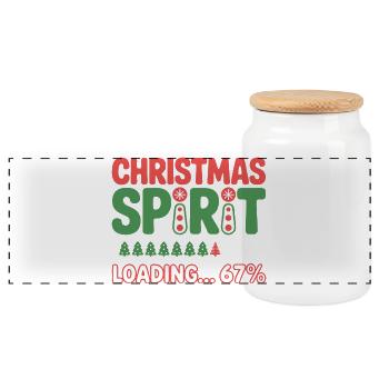 Christmas Spirit Loading 67% – Festive Humor - Boîte à biscuits avec couvercle en bois - blanc - Devant