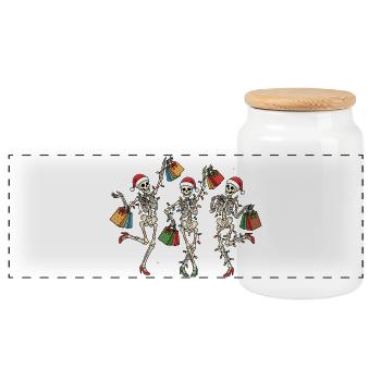 Acheteurs de squelettes dansants - Boîte à biscuits avec couvercle en bois - blanc - Devant