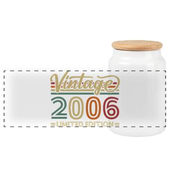 Vintage 2006 Vintage Birthday Gifts Retro - Panoramic Cookie Jar with Wooden Lid - white - Front