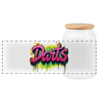 Darts, Darts, Graffiti - Panoramic Cookie Jar with Wooden Lid - white - Front