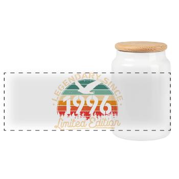 1996 Jahrgang Geburtstag Retro Geschenk - Panorama Keksdose mit Holzdeckel - Weiß - Vorne