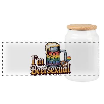 I'm Beersexual - Cool Beer Logo - Panoramic Cookie Jar with Wooden Lid - white - Front
