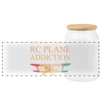 Modellflug Modellflugzeug - Panorama Keksdose mit Holzdeckel - Weiß - Vorne